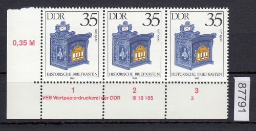 DDR 1985, Mich.-Nr.: 2926  ** DV  FNr. 3   Eckrand  Druckvermerk