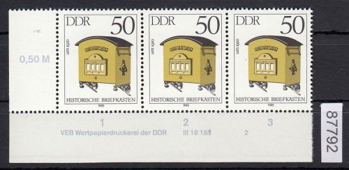 DDR 1985, Mich.-Nr.: 2927  ** DV  FNr. 2   Eckrand  Druckvermerk