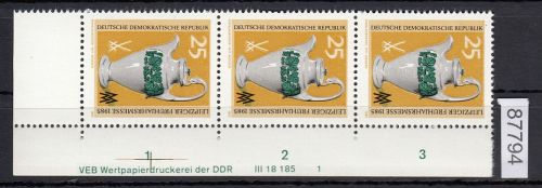 DDR 1985, Mich.-Nr.: 2930  ** DV  FNr. 1   Eckrand  Druckvermerk
