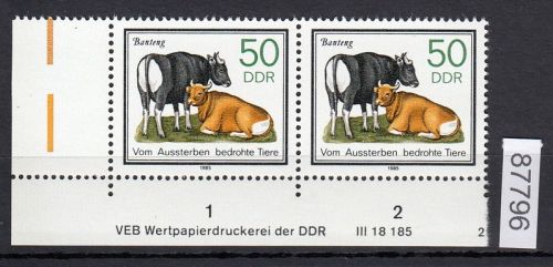 DDR 1985, Mich.-Nr.: 2955  ** DV  FNr. 2   Eckrand  Druckvermerk