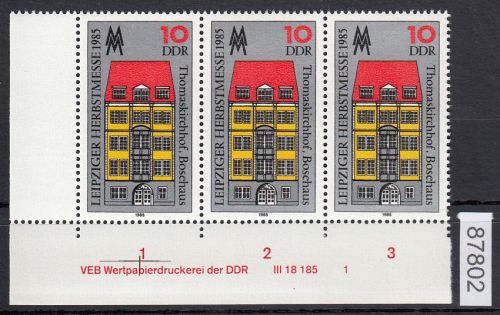 DDR 1985, Mich.-Nr.: 2963  ** DV  FNr. 1   Eckrand  Druckvermerk