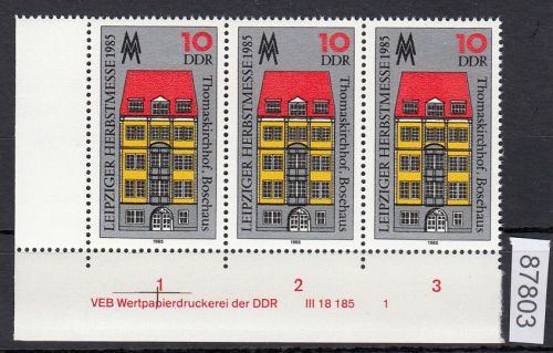 DDR 1985, Mich.-Nr.: 2963  ** DV  FNr. 1   Eckrand  Druckvermerk