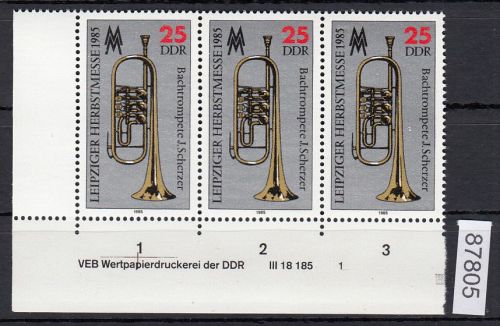 DDR 1985, Mich.-Nr.: 2964  ** DV  FNr. 1   Eckrand  Druckvermerk