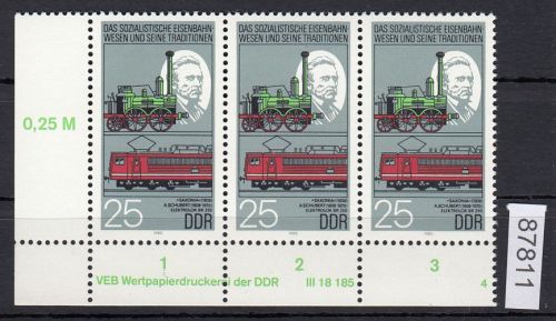 DDR 1985, Mich.-Nr.: 2969  ** DV  FNr. 4   Eckrand  Druckvermerk