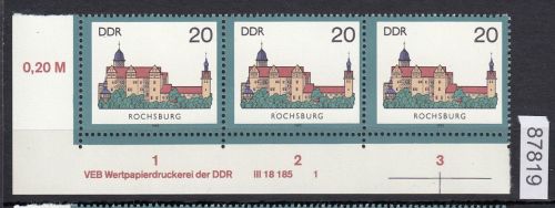 DDR 1985, Mich.-Nr.: 2977  ** DV  FNr. 1   Eckrand  Druckvermerk