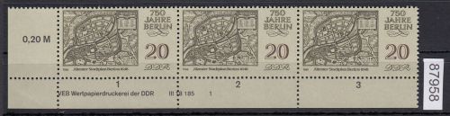 DDR 1986, Mich.-Nr.: 3024  ** DV  FNr. 1   Eckrand  Druckvermerk