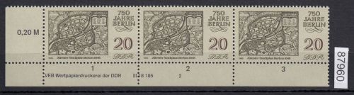 DDR 1986, Mich.-Nr.: 3024  ** DV  FNr. 2   Eckrand  Druckvermerk