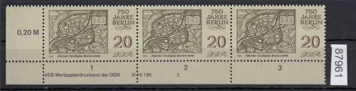 DDR 1986, Mich.-Nr.: 3024  ** DV  FNr. 2   Eckrand  Druckvermerk