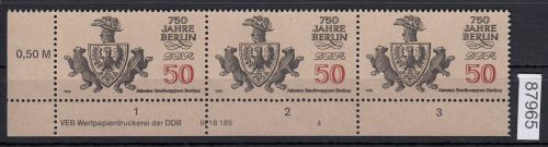 DDR 1986, Mich.-Nr.: 3025  ** DV  FNr. 4   Eckrand  Druckvermerk