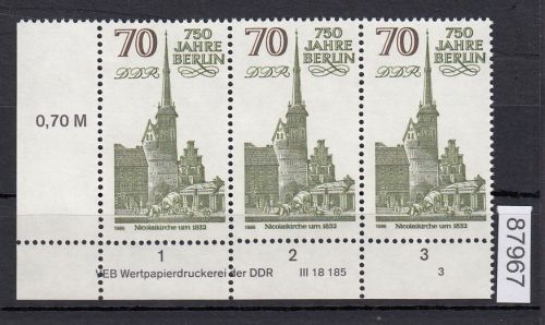 DDR 1986, Mich.-Nr.: 3026  ** DV  FNr. 3   Eckrand  Druckvermerk
