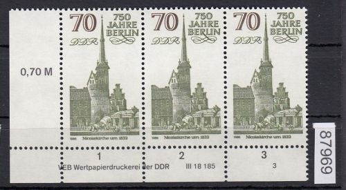 DDR 1986, Mich.-Nr.: 3026  ** DV  FNr. 3   Eckrand  Druckvermerk