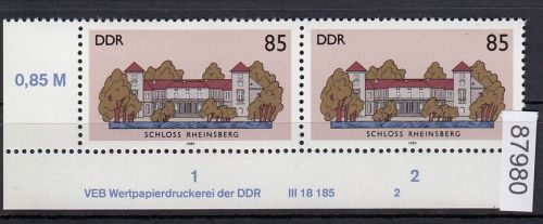 DDR 1986, Mich.-Nr.: 3034  ** DV  FNr. 2   Eckrand  Druckvermerk