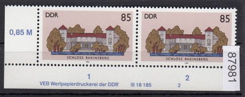 DDR 1986, Mich.-Nr.: 3034  ** DV  FNr. 2   Eckrand  Druckvermerk