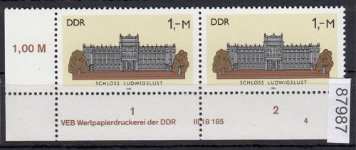 DDR 1986, Mich.-Nr.: 3035  ** DV  FNr. 4   Eckrand  Druckvermerk