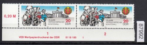 DDR 1986, Mich.-Nr.: 3037  ** DV  FNr. 1   Eckrand  Druckvermerk