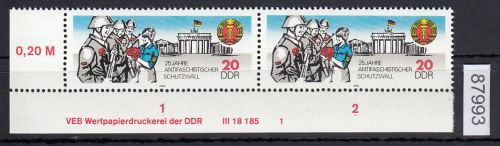 DDR 1986, Mich.-Nr.: 3037  ** DV  FNr. 1   Eckrand  Druckvermerk