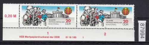 DDR 1986, Mich.-Nr.: 3037  ** DV  FNr. 1   Eckrand  Druckvermerk