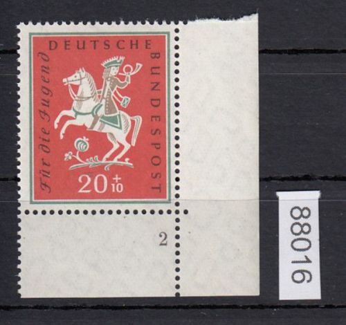 Bund 1958, Mich.-Nr.: 287 ** FN 2 Eckrand    Formnummer