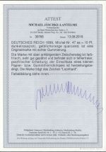 DR 1889, Mich.-Nr.: 47 ea **  geprüft  Attest