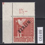 Berlin 1948, Mich.-Nr.: 19 ** Plattennr.2    Eckrand  geprüft  Attest