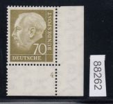 Bund 1954, Mich.-Nr.: 191 ** Eckrand  FN 4   Formnummer 4  ATTEST  Sehr Selten