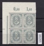Bund 1951, Mich.-Nr.: 127 ** Eckrand  4er.  + Anlagestrich   geprüft