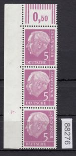 Bund 1954, Mich.-Nr.: 179 xw ** DZ 4  Eckrand   glatte  Gummirung