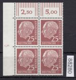 Bund 1954, Mich.-Nr.: 186 xw ** DZ 5  Eckrand   glatte  Gummirung