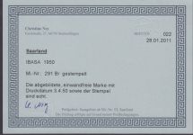 Saarland 1950 Mi. Nr. 291 Br gestempelt geprüft   Befund