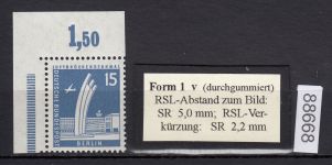 Berlin 1956, Mich.-Nr.: 145 v ** Eckrand   geriffelte gummirung   Plattendruck