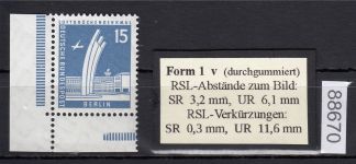 Berlin 1956, Mich.-Nr.: 145 v ** Eckrand   geriffelte gummirung   Plattendruck