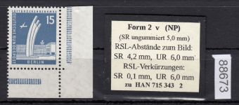 Berlin 1956, Mich.-Nr.: 145 v ** Eckrand   geriffelte gummirung   Plattendruck
