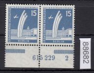 Berlin 1956, Mich.-Nr.: 145 v **  HAN  615229  2  geriffelte gummirung  Plattendruck