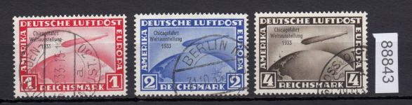 DR 1933, Mich.-Nr.: 496-498 gestempelt  geprüft