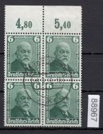DR 1936, Mich.-Nr.: 604 III gestempelt  Plattenfehler   Oberrand