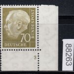Bund 1954, Mich.-Nr.: 191 ** Eckrand  FN 3   Formnummer 3  Sehr Selten