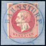Hannover 14a Briefstück 1 Gr. rosa a. Luxusbfst. mit perfektem bl. K2 BARNSTORF