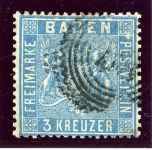 Baden 10a Gestempelt 3 Kr. lebhaftpreu