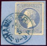 Hannover 24y Briefstück 2 Gr. blau auf Luxusbfst. mit bl. K2 HANNOVER BK
