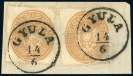28 (2) Briefstück GUYLA 14/6, 2mal K1 a. Luxusbfst. mit 2mal 15 Kr.