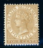 Straits Settlements 36 Ungebraucht mit Falz 4 C. braun