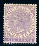 Straits Settlements 12 Ungebraucht mit Falz 6 C. violett