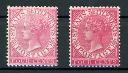 Straits Settlements 11a,b Ungebraucht mit Falz 4 C. rosa und dunklerosa