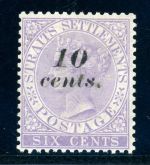 Straits Settlements 25 Ungebraucht mit Falz 10 C. a. 6 C.
