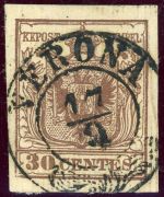 Lombardei Und Venetien 4XR Gestempelt Handpapier, 6 Kr. mit geripptem Papier