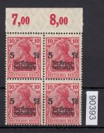 DR 1919, Mich.-Nr.: 105 a   **   Oberrand  4er.-Block   geprüft