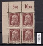 AD Bayern 1911, Mich.-Nr.: 83 ** Eckrand  4er.-Block   Plattennummer