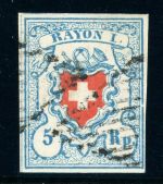 Schweiz 9II Gestempelt 5 Rp. Rayon I hellblau/rot
