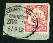 Dsw Stempel 13 Briefstück SWAKOPMUND-WINDHOEK ZUG 2 8/9 02