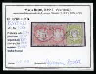 Bayern 22Xa,23Xa (2) Briefstück 2mal 3 Kr. rosa mit 1 Kr. gr